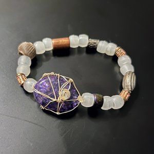 Handmade, Partially Luminous Beaded Bracelet